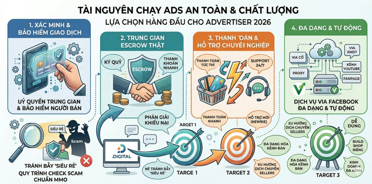 Chỗ mua tài nguyên chạy Ads an toàn: Lựa chọn hàng đầu cho Advertiser