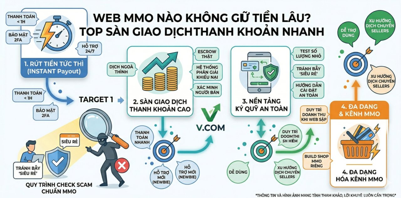 Web MMO nào không giữ tiền lâu? Top sàn giao dịch thanh khoản nhanh