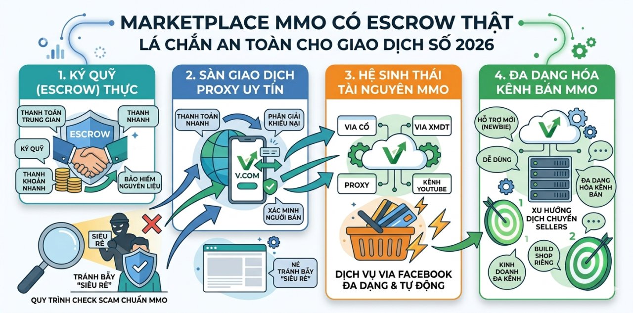 Marketplace MMO có Escrow thật: Lá chắn an toàn cho giao dịch số
