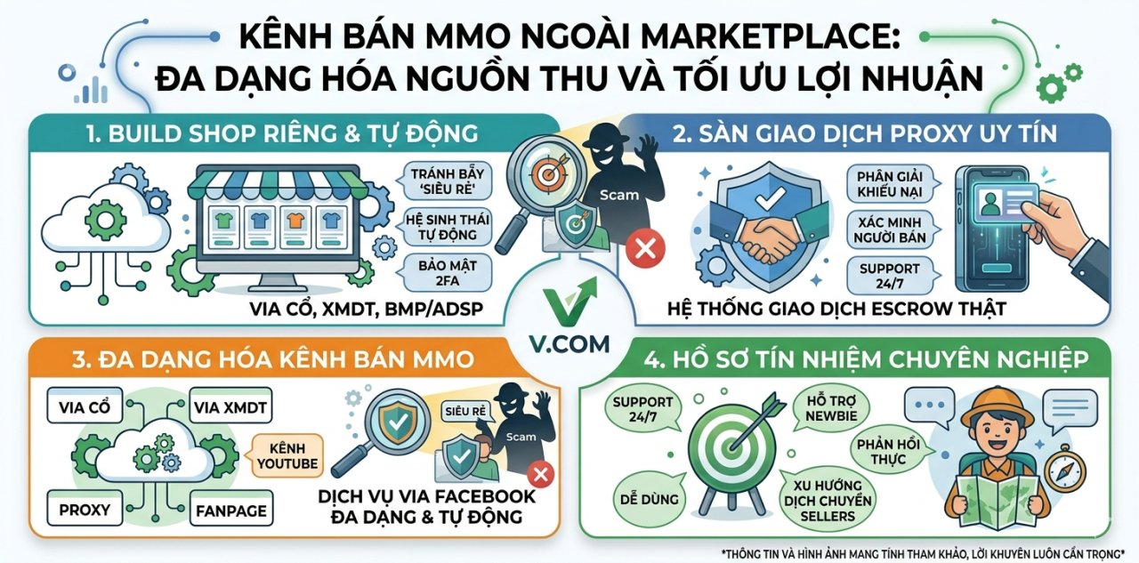Kênh bán MMO ngoài Marketplace: Đa dạng hóa nguồn thu và tối ưu lợi nhuận