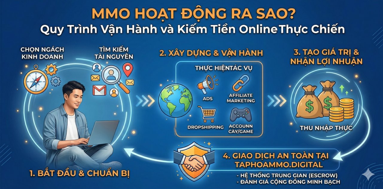 MMO hoạt động ra sao? Quy trình vận hành và kiếm tiền online thực chiến