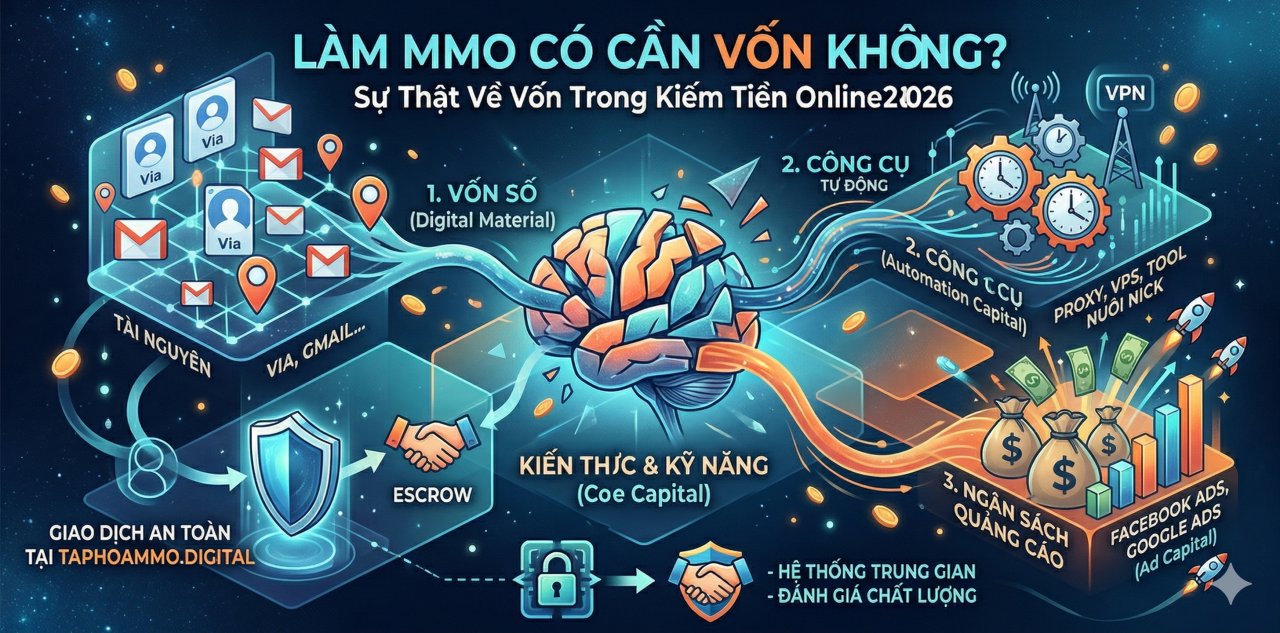Làm MMO có cần vốn không? Sự thật về vốn trong kiếm tiền online 2026